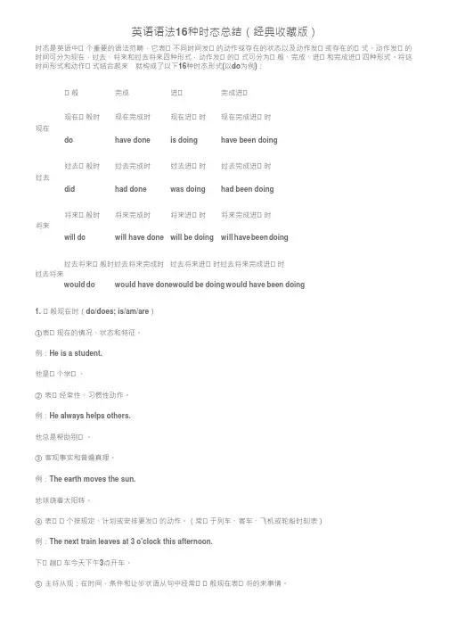 英语语法16种时态总结(经典收藏版)