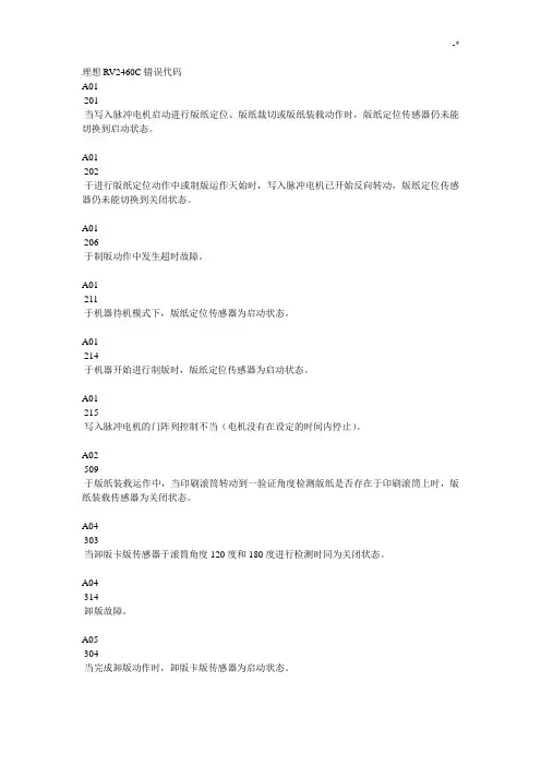 理想RV2460C错误代码