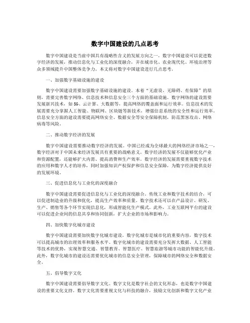 数字中国建设的几点思考