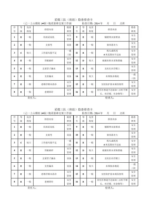 隐患排查表汇总