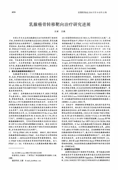 乳腺癌骨转移靶向治疗研究进展