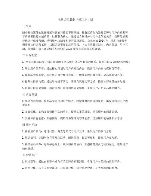 社群运营2024年度工作计划