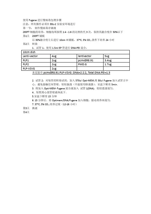慢病毒包装及质粒转染手册