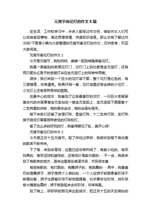 元宵节看花灯的作文5篇