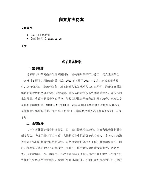 高某某虐待案