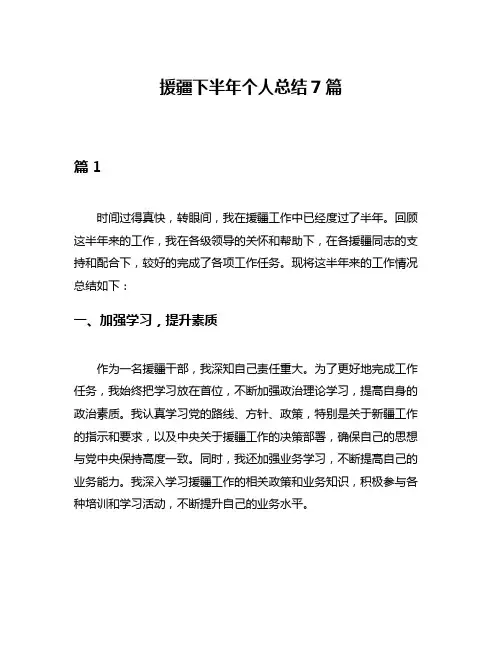 援疆下半年个人总结7篇