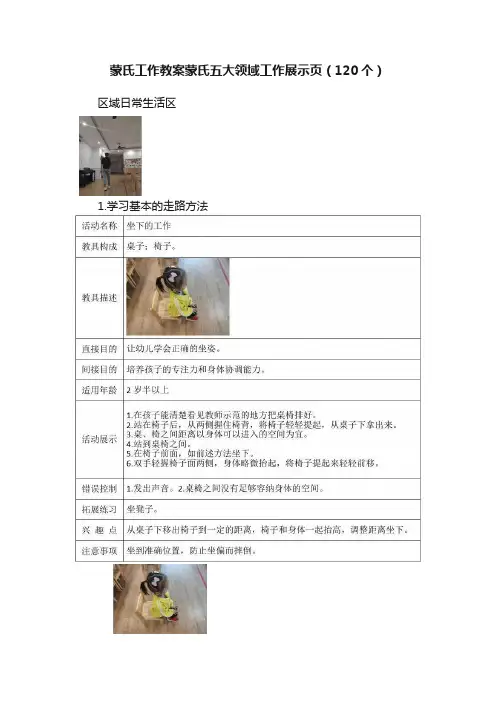 蒙氏工作教案蒙氏五大领域工作展示页（120个）