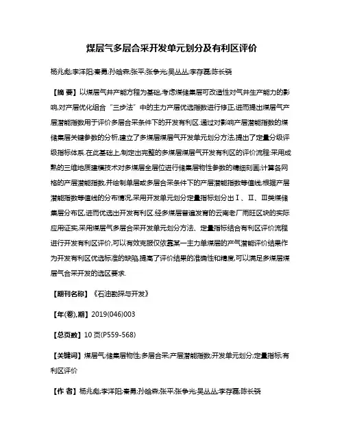 煤层气多层合采开发单元划分及有利区评价