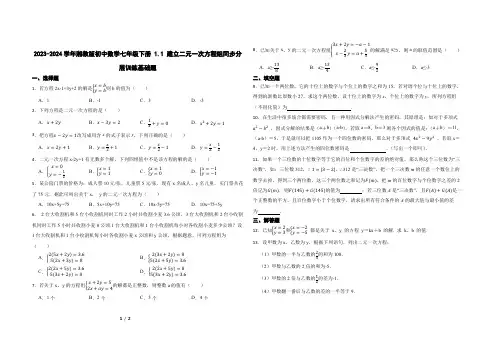 2023-2024学年湘教版初中数学七年级下册 1.1 建立二元一次方程组同步分层训练基础题