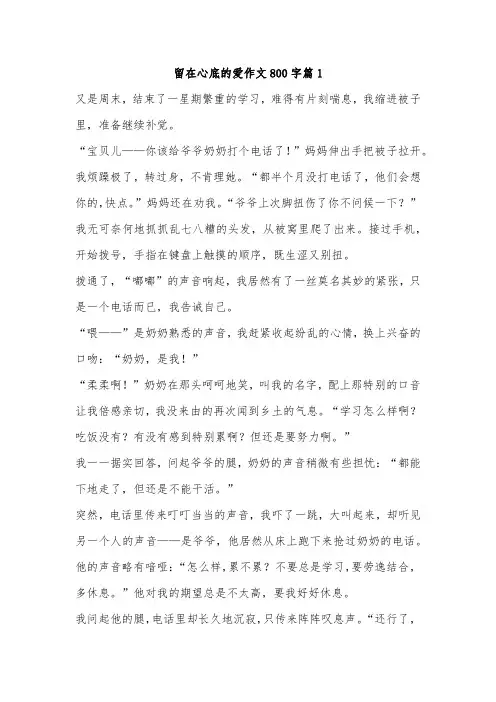 留在心中的那份爱800字作文