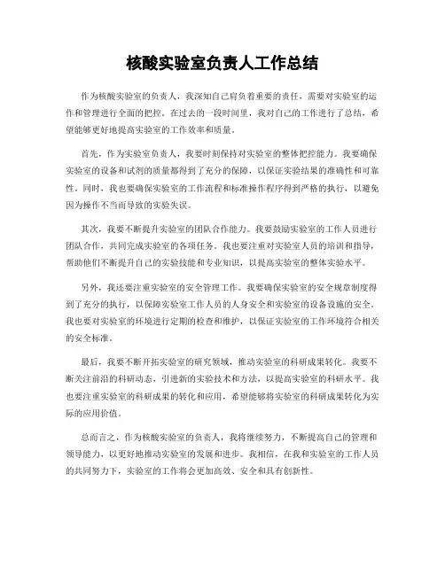 核酸实验室负责人工作总结
