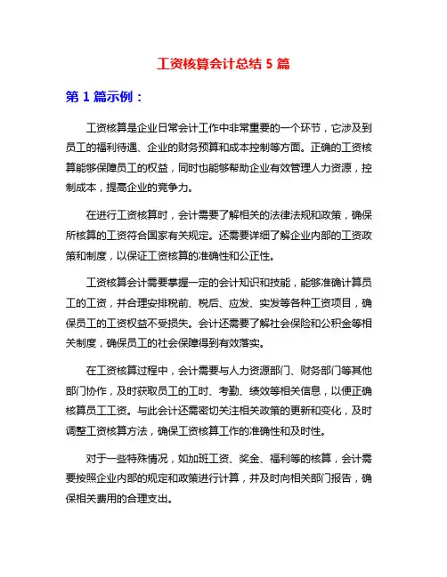 工资核算会计总结5篇