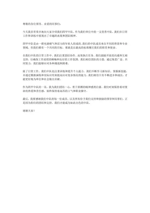 四甲中队介绍词