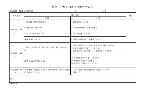 焦化厂-导烟车实操试题