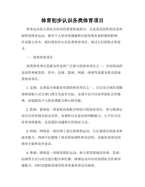 体育初步认识各类体育项目