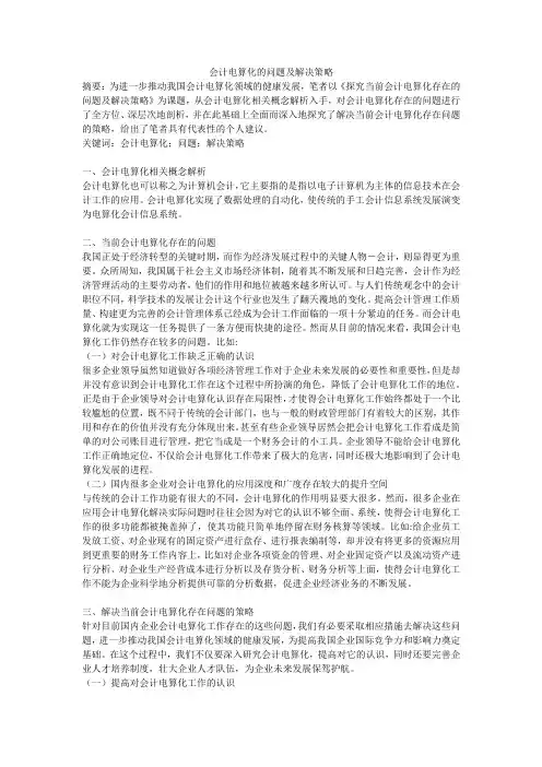 会计电算化的问题及解决策略