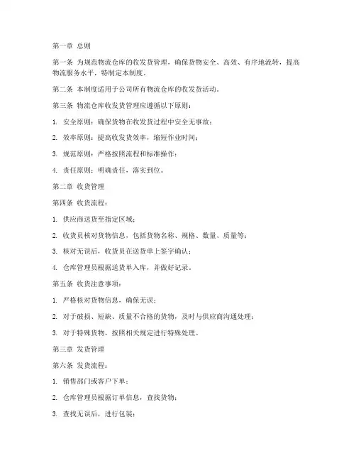物流仓库收发货管理制度