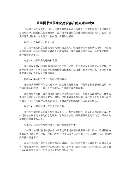 公共图书馆信息化建设存在的问题与对策