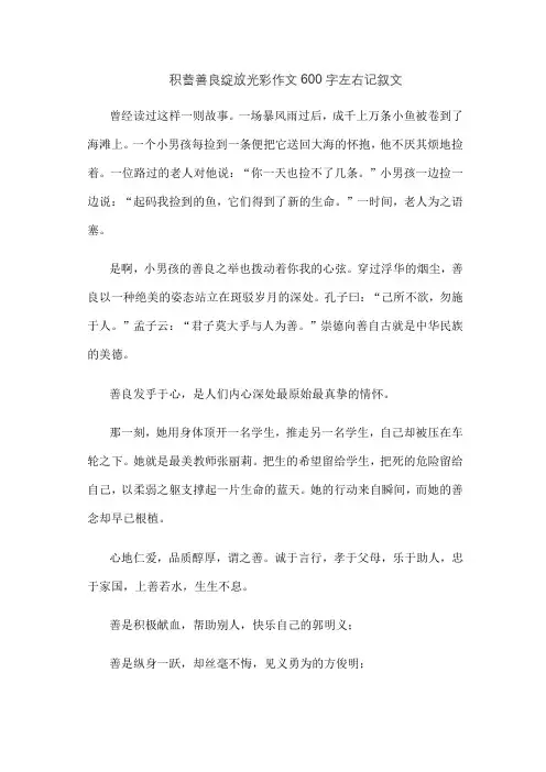 积蓄善良绽放光彩作文600字左右记叙文