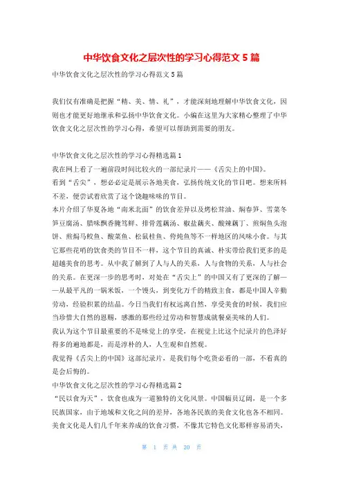 中华饮食文化之层次性的学习心得范文5篇