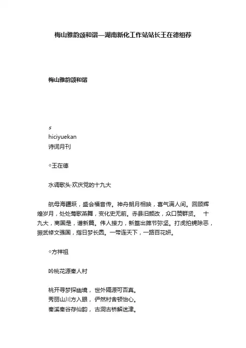 梅山雅韵颂和谐—湖南新化工作站站长王在德组荐