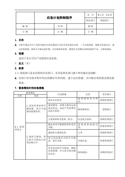 应急计划控制程序