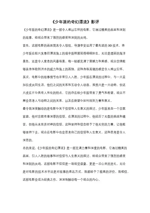 《少年派的奇幻漂流》影评