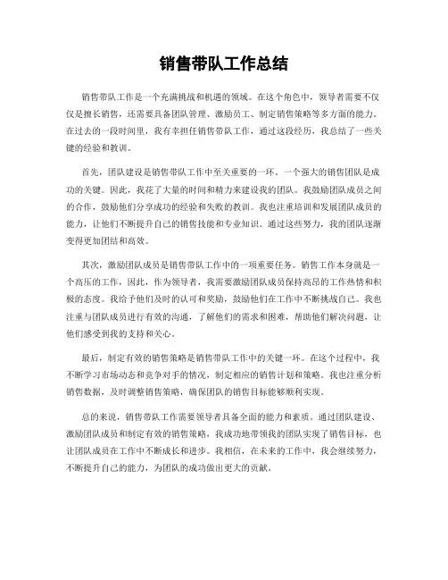 销售带队工作总结