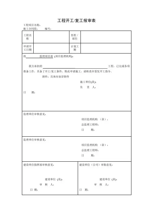 工程开工报审表-筑业软件