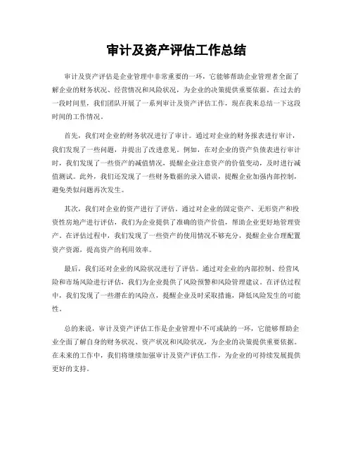审计及资产评估工作总结