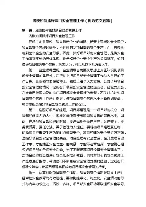 浅谈如何抓好项目安全管理工作（优秀范文五篇）