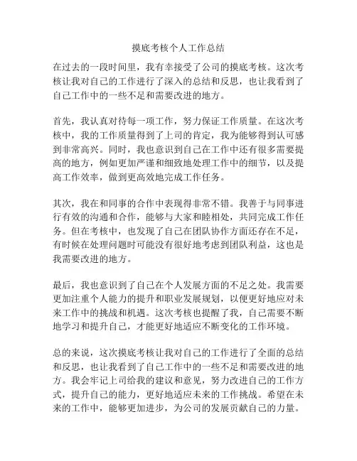 摸底考核个人工作总结