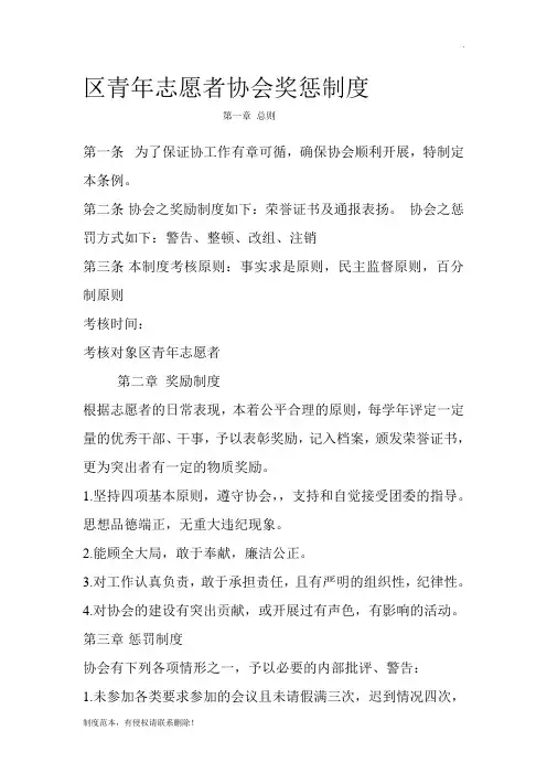 青年志愿者奖惩制度