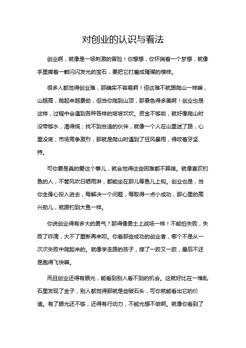 对创业的认识与看法