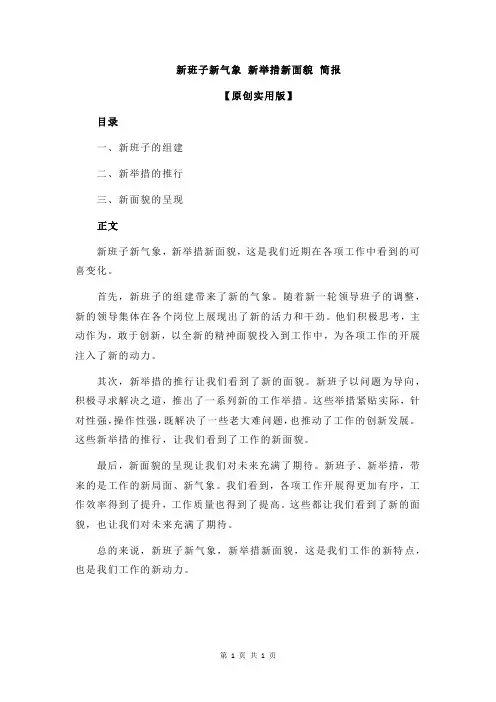 新班子新气象 新举措新面貌 简报