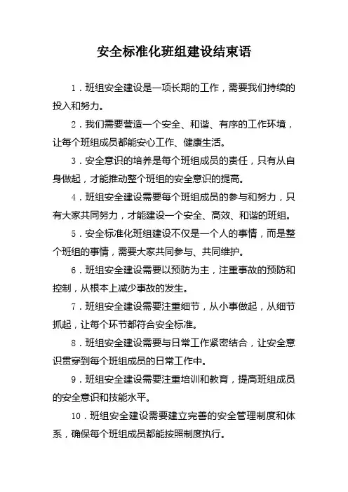 安全标准化班组建设结束语