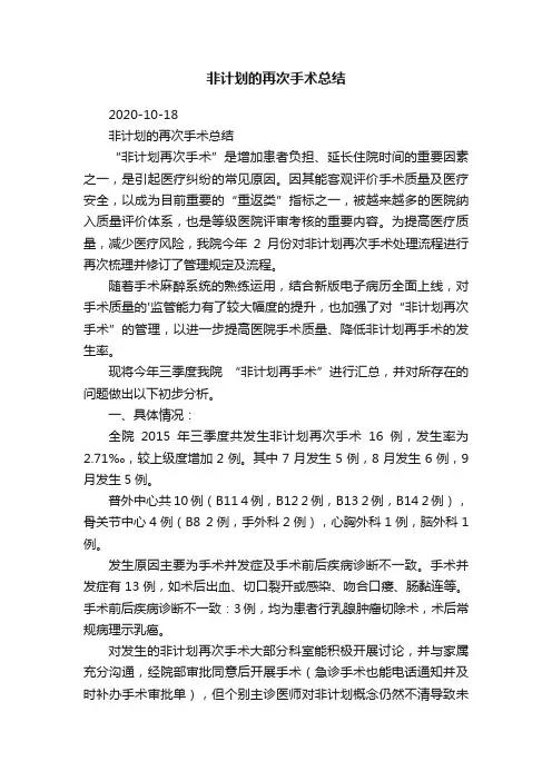 非计划的再次手术总结