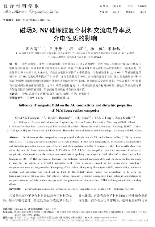 磁场对Ni_硅橡胶复合材料交流电导率及介电性质的影响