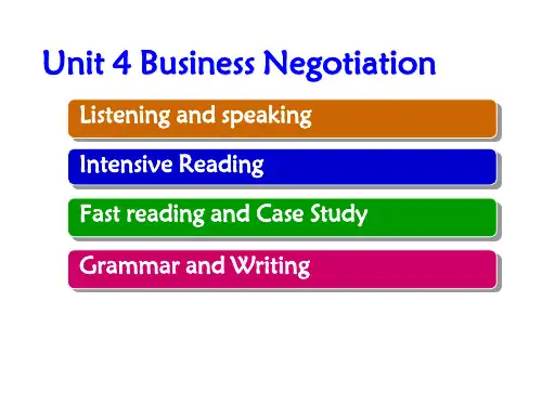 实用商务英语综合教程Unit 4 Business Negotiation