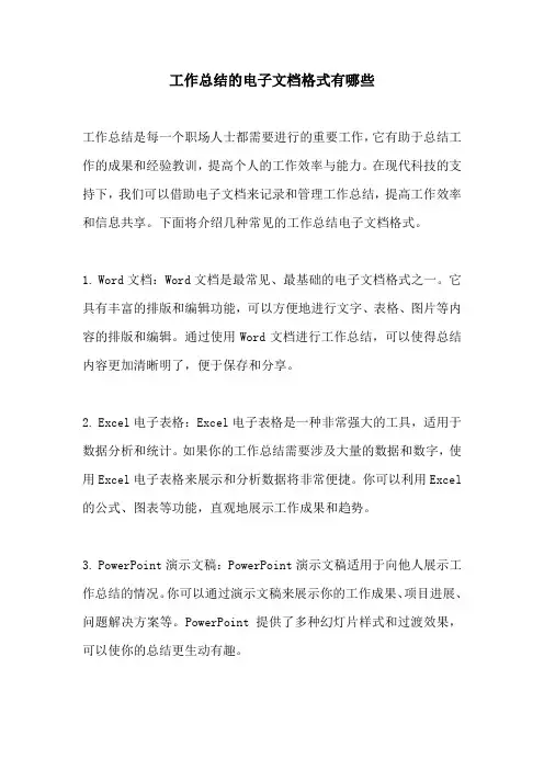 工作总结的电子文档格式有哪些