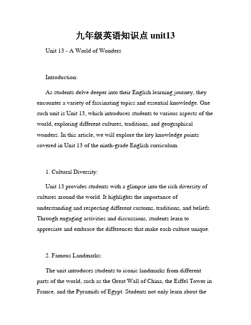九年级英语知识点unit13