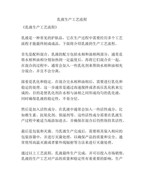 乳液生产工艺流程