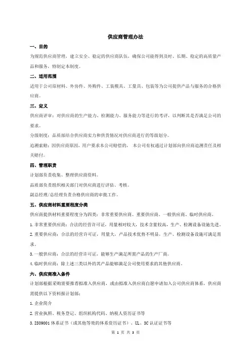 供应商管理办法
