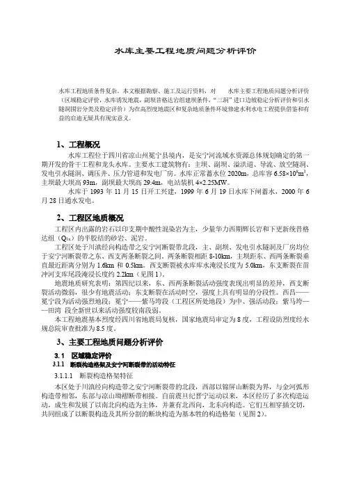 水库主要工程地质问题分析评价