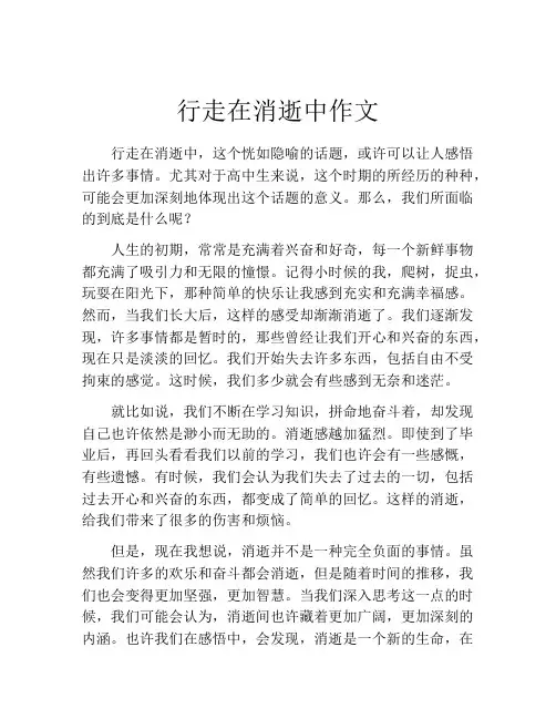 行走在消逝中作文