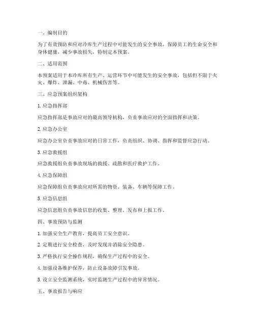 冷库生产安全事故应急预案