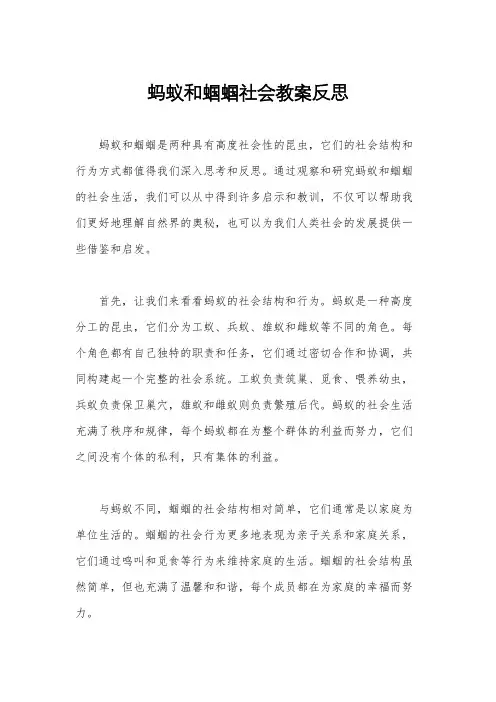 蚂蚁和蝈蝈社会教案反思