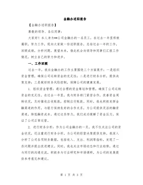 金融办述职报告