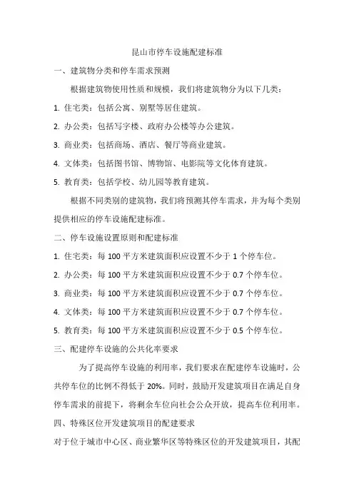 昆山市停车设施配建标准