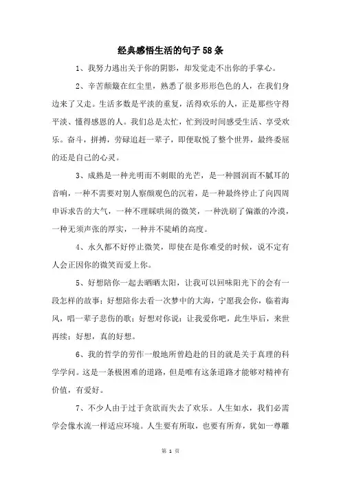 经典感悟生活的句子58条